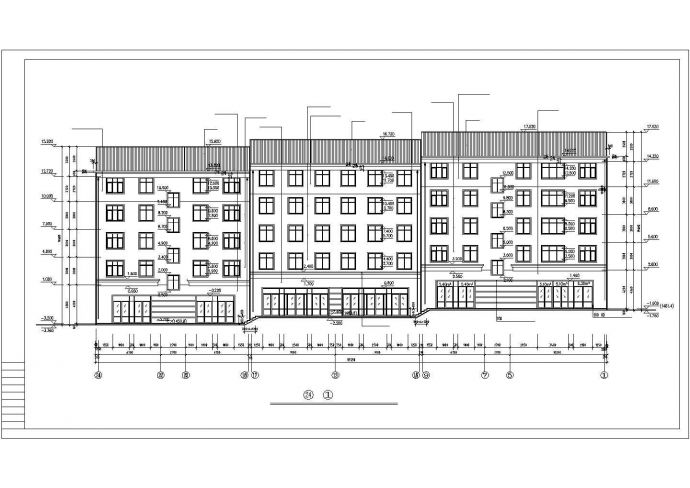 某小区2800平米五层框架结构商住楼平立剖面设计CAD图纸（底层商用）_图1