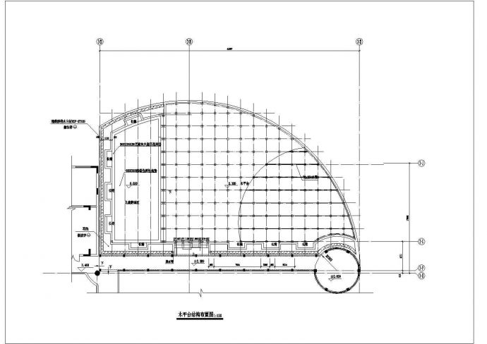 某半圆形屋顶花园设计cad详细施工图_图1