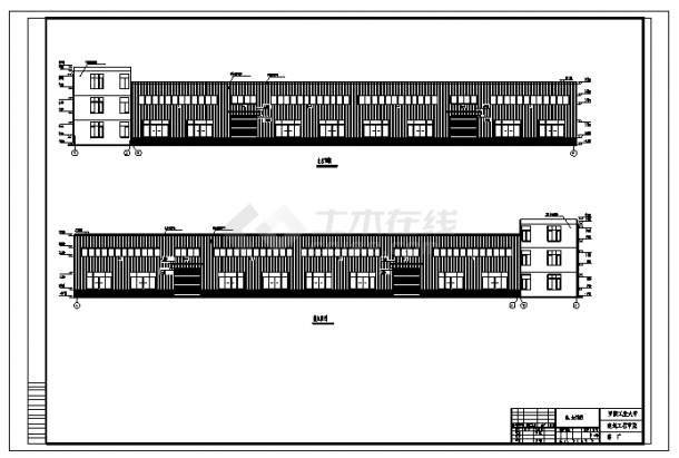 某三层钢结构跨门式刚架厂房施工cad图(含计算书，毕业设计，结构图)-图二
