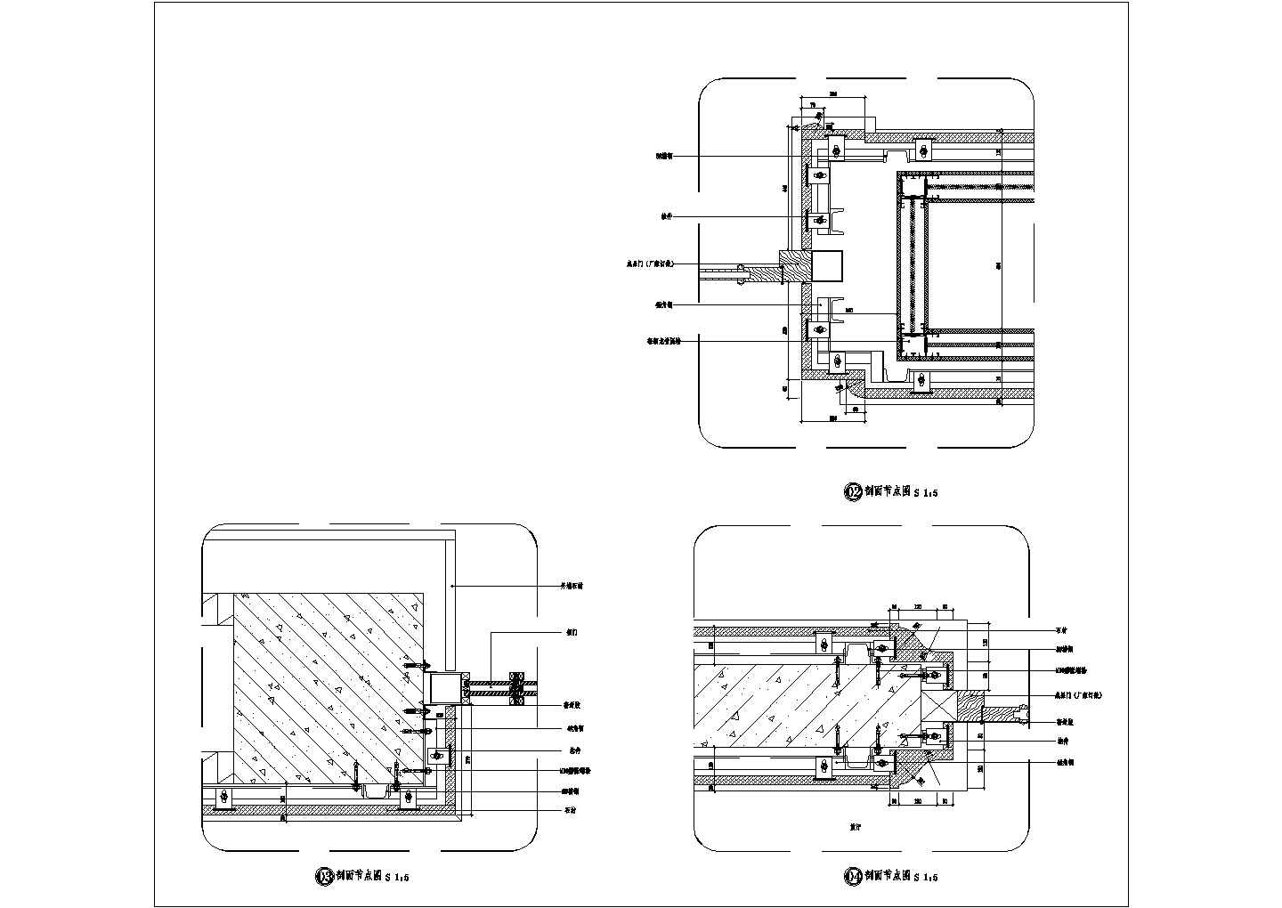 某石材与门套交接CAD平面构造设计节点图