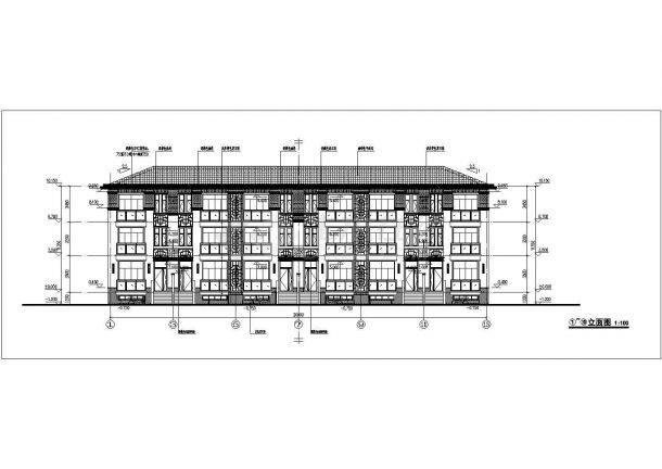 常熟市某小区1100平米3层框剪结构住宅楼全套建筑设计CAD图纸-图二