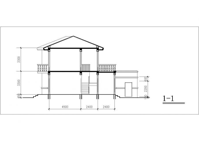 西安市万锦山庄小区2层砖混结构双拼式别墅楼建筑设计CAD图纸_图1