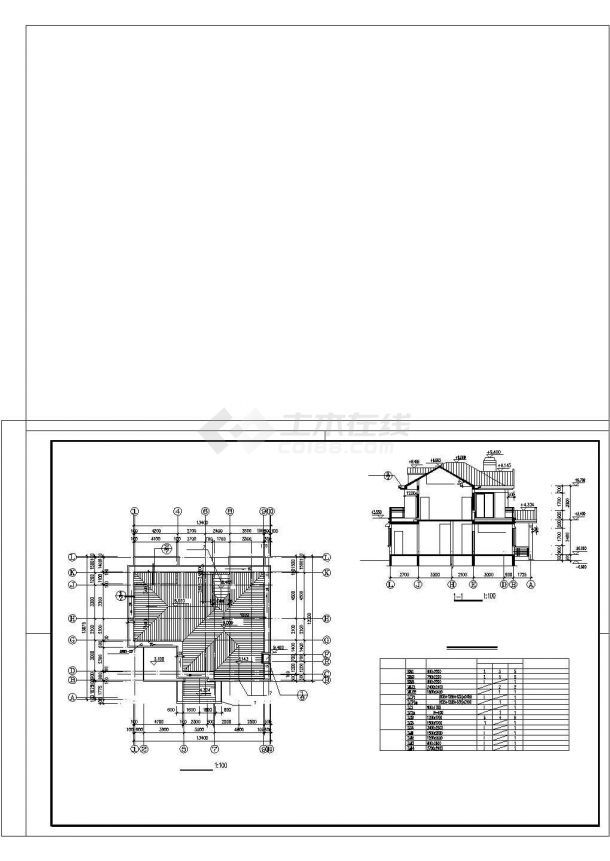南京亚东花园城小别墅施工图CAD-图二