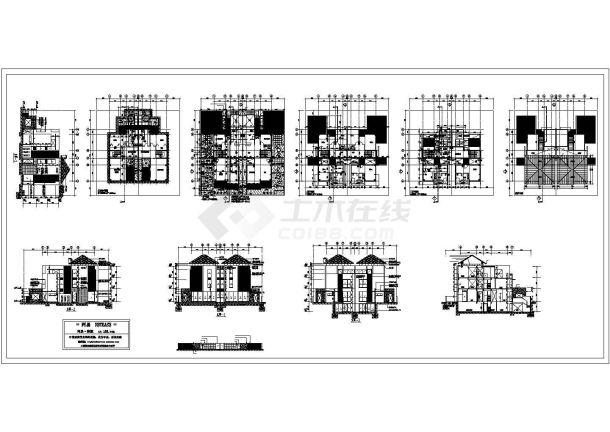 双拼豪华别墅施工图CAD-图一