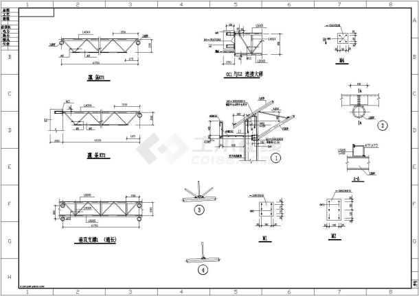 跨度拱形桁架轻钢屋面结构详细CAD图纸-图二