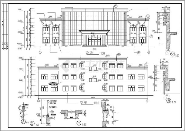 【精选】大型办公写字楼建筑设计CAD图纸-图二