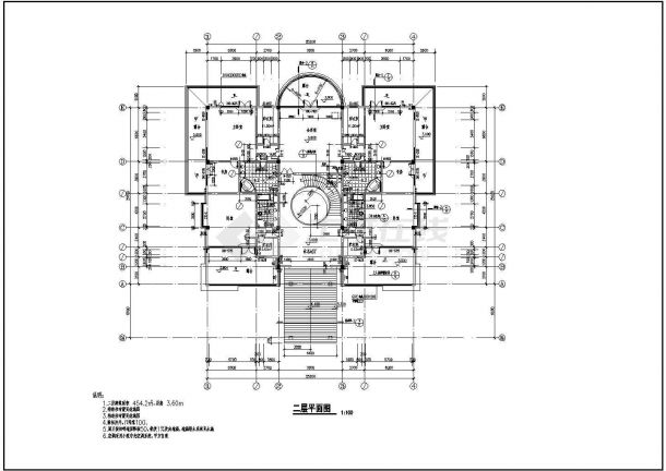 某休闲别墅建筑结构施工图CAD-图二