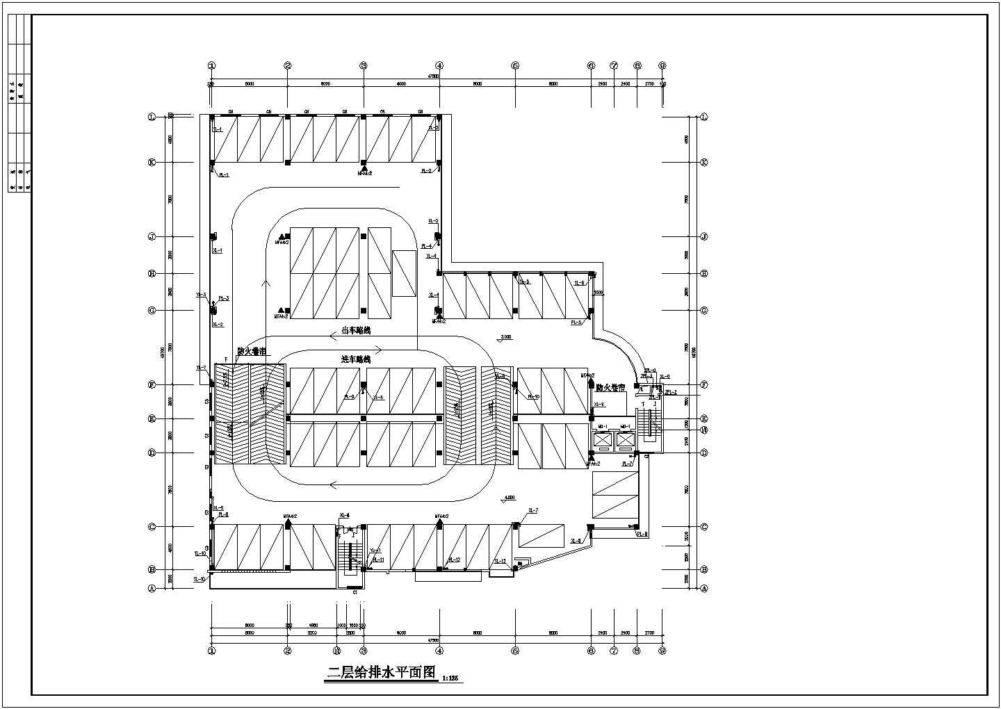 【精选】七层停车库给排水全套设计CAD图纸