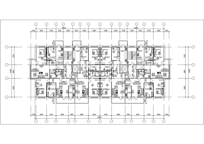 太仓市惠山花园小区多栋住宅楼的标准层平面设计CAD图纸（4张）_图1