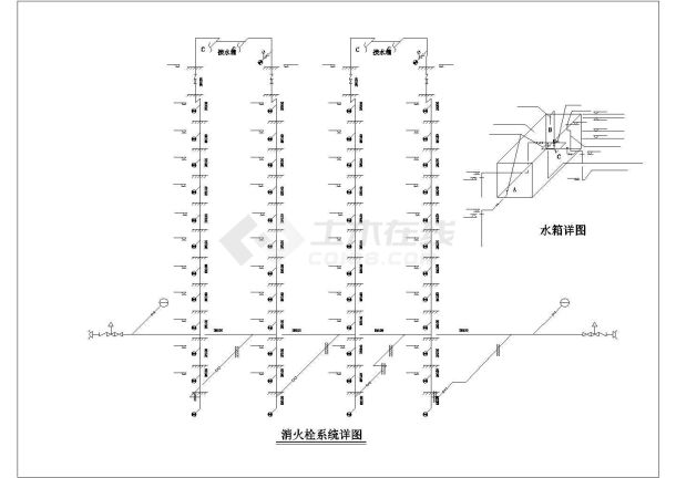 某11+1跃层(1LT1DT2户4单元)住宅楼给排水施工图纸（标注明细）（长77.35米 宽12.5米）-图二