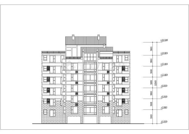 经典6层砖混结构民居住宅楼立剖面设计CAD图纸（底层商用）-图一