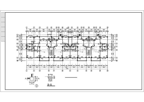 武汉某居住区5100平米6层砖混结构住宅楼平立剖面设计CAD图纸-图二