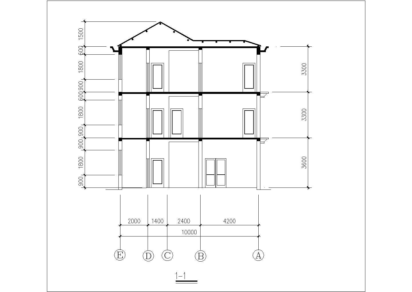 190平米3层砖混结构乡村民居政治理论平立剖面设计CAD图纸
