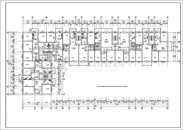 7600平米6层框架结构住宅楼平面设计CAD图纸（底层商用）-图一