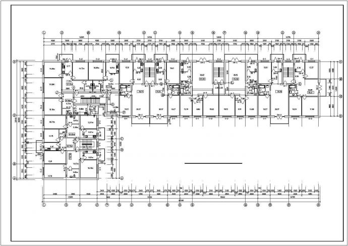 7600平米6层框架结构住宅楼平面设计CAD图纸（底层商用）_图1