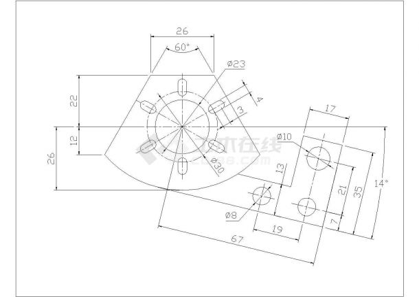 某机械制图CAD完整平立面构造设计图纸-图一