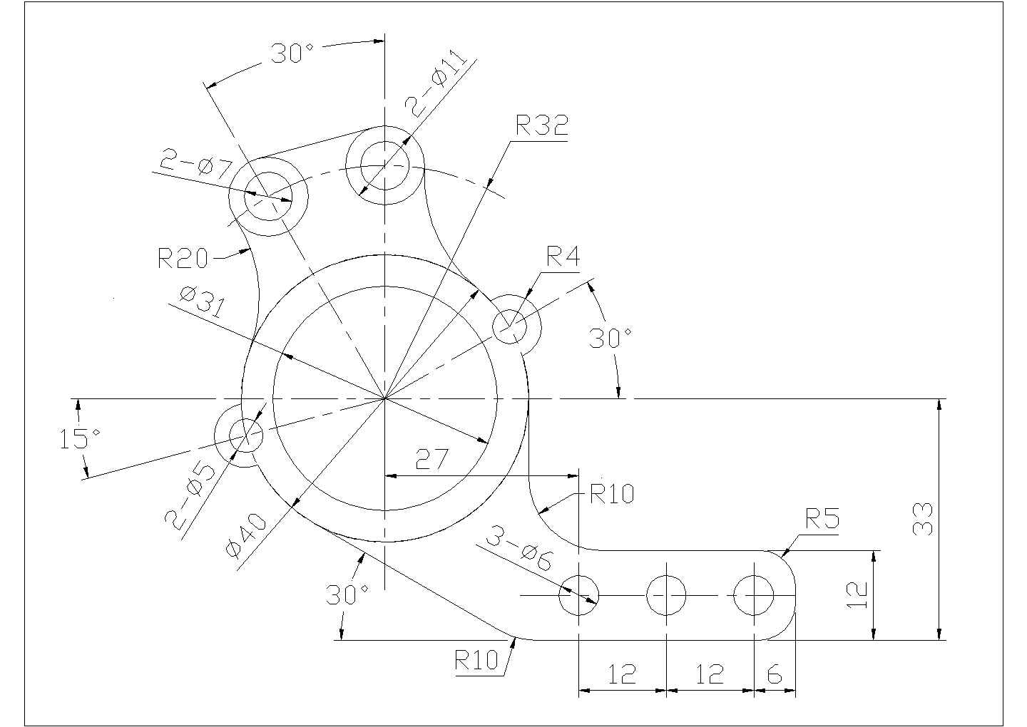 某机械制图CAD平面构造详细设计图