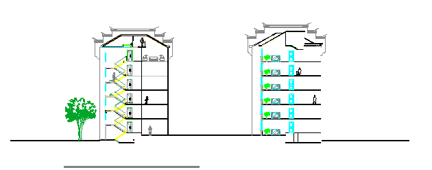 徽派风格小区住宅楼建筑设计cad施工图