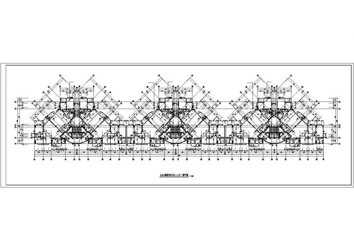 无锡市阳山花苑小区22层三栋联立式住宅楼局部平面设计CAD图纸_图1