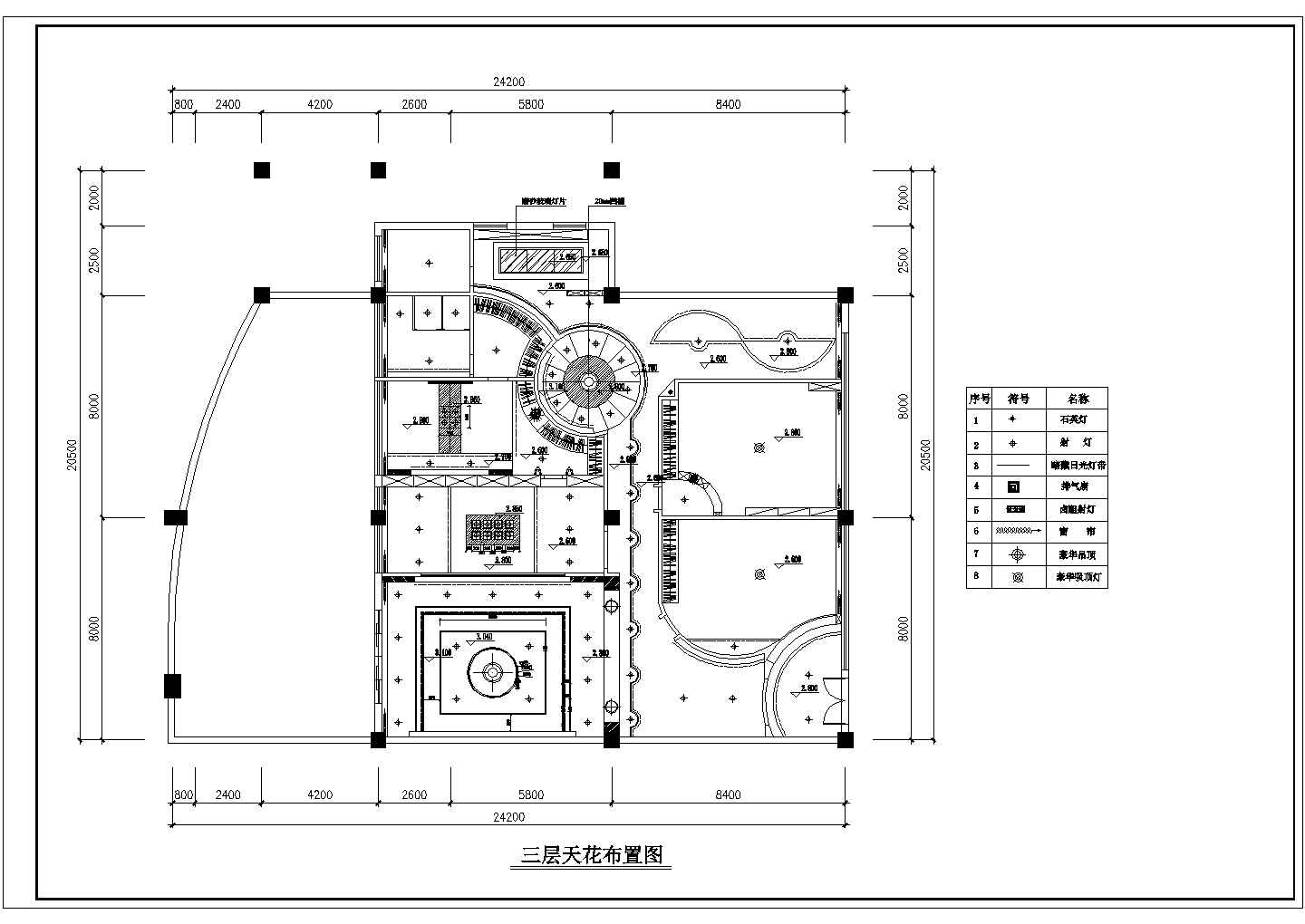 上饶市某别墅装修设计CAD图【含平面图，内局部立面 】