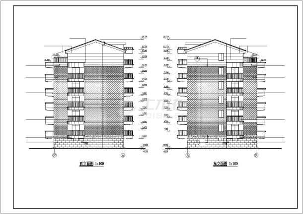 2900平米左右6层砌体结构住宅楼建筑设计CAD图纸（含架空层）-图一