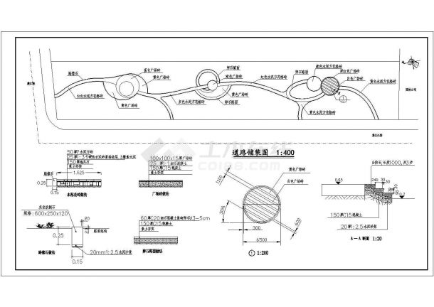 湖北省枣阳市某道路旁东延道路绿化施工设计CAD图-图二