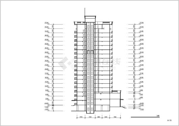 1.3万平米18层框剪商住公寓楼平立剖面设计CAD图纸（1-3层商用/含机房层）-图二