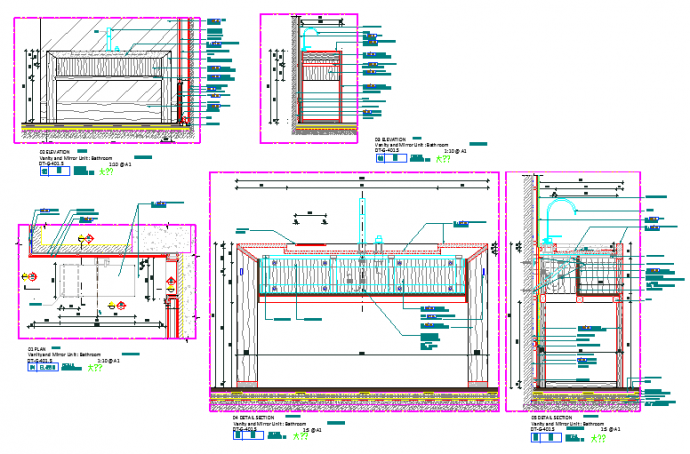 某卫生间CAD节点剖面施工设计图_图1