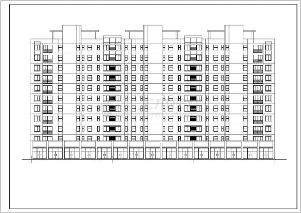 6900平米11层框混结构商住楼平立剖面设计CAD图纸（底层商用）-图一