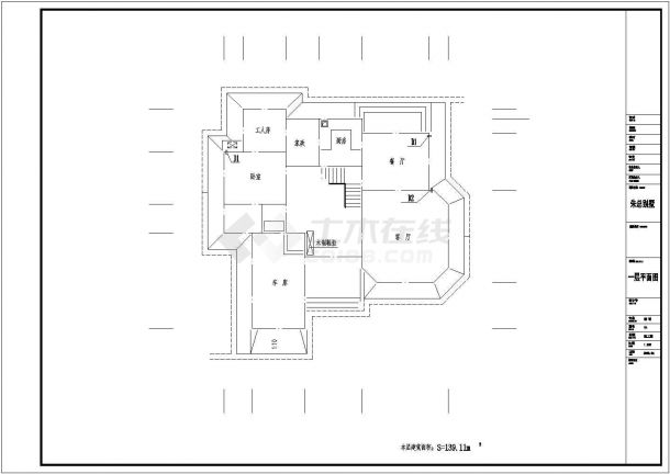 某三层砖混结构欧式别墅设计cad详细建筑施工图（ 含设计说明，含效果图）-图二