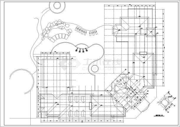 某公寓市区3500平米3层框混公寓住宅楼平面设计CAD图纸（含地下室层）-图一