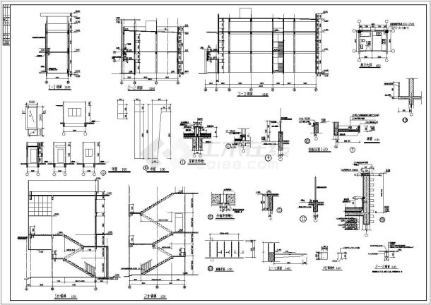 某主体二层局部三层框架结构商业步行街设计cad全套建筑施工图（含设计说明，含透视效果图）-图一