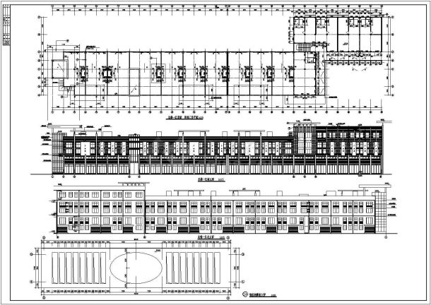 某主体二层局部三层框架结构商业步行街设计cad全套建筑施工图（含设计说明，含透视效果图）-图二