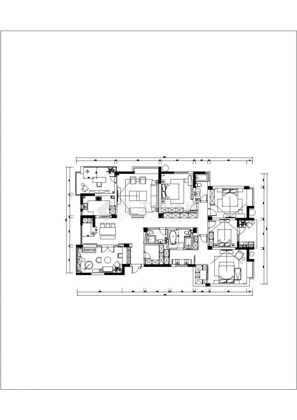 中式-五室两厅265㎡-x景城公寓楼装修全套施工设计cad图纸（含设计说明）-图二