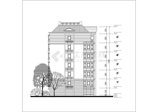 长沙兴福佳苑小区6层砖混结构住宅楼平立面设计CAD图纸（每层770平）-图二