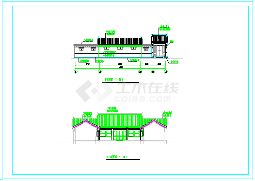 某郊区四合院建筑设计cad施工图-图一