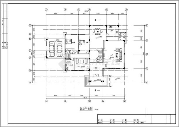某三层框架结构现代风格住宅楼设计cad全套建筑施工图纸（ 含设计说明，带效果图）-图一