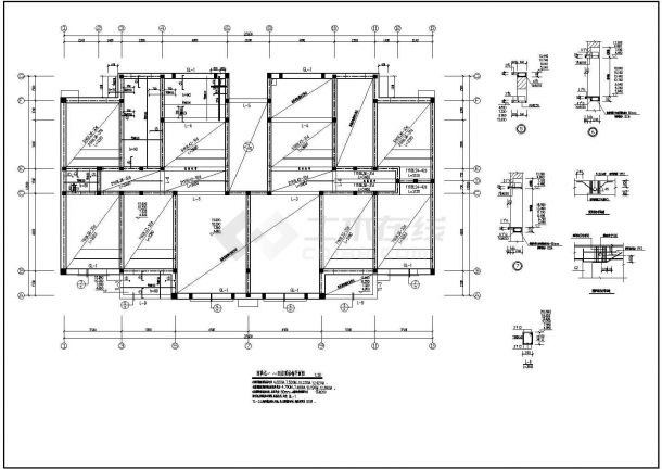 长65.8米宽13.5米6层砖混单元住宅楼结构施工图-图二