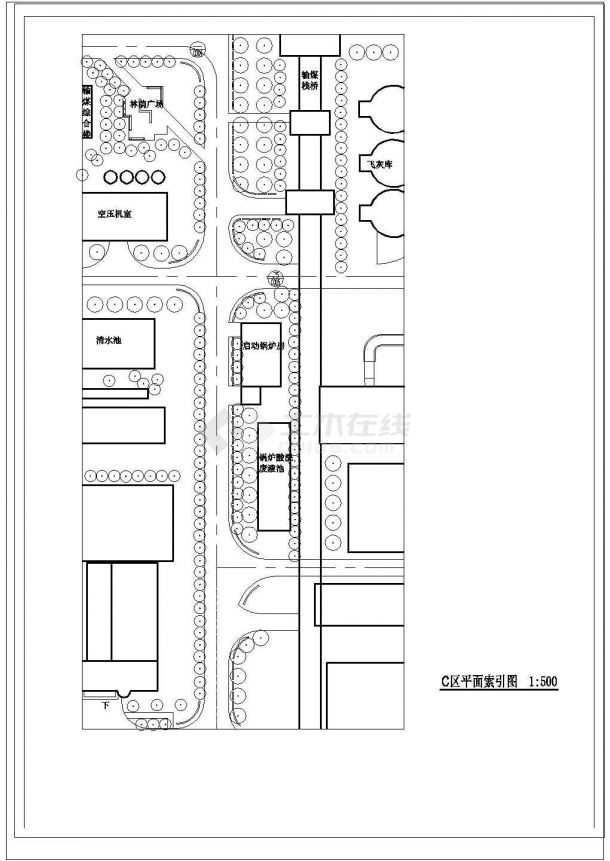 河南某发电厂景观CAD完整构造设计施工图-图一