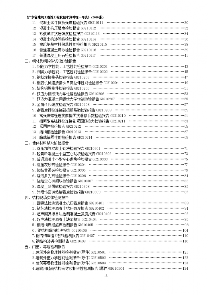 广东省建筑工程竣工验收技术资料统一用表目录2010版-图二