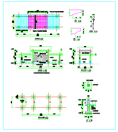 某园林花架与木亭建筑设计cad施工图-图二
