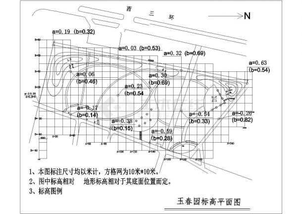 小游园绿化施工图--玉春园土建框架-图一