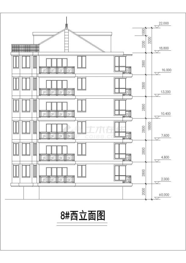 广州玉铭新珠小区6层砖混结构住宅楼建筑设计CAD图纸（含阁楼和架空层）-图二