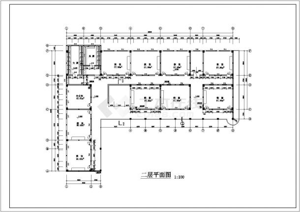 衡山六层中学教学楼建筑设计全套施工cad图-图二