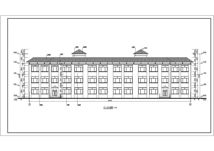 地坡屋面三层小学教学楼建筑方案设计图_图1