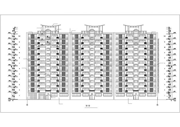 1万平米11+1层框架结构商住楼全套建筑设计CAD图纸（底层商铺）-图一