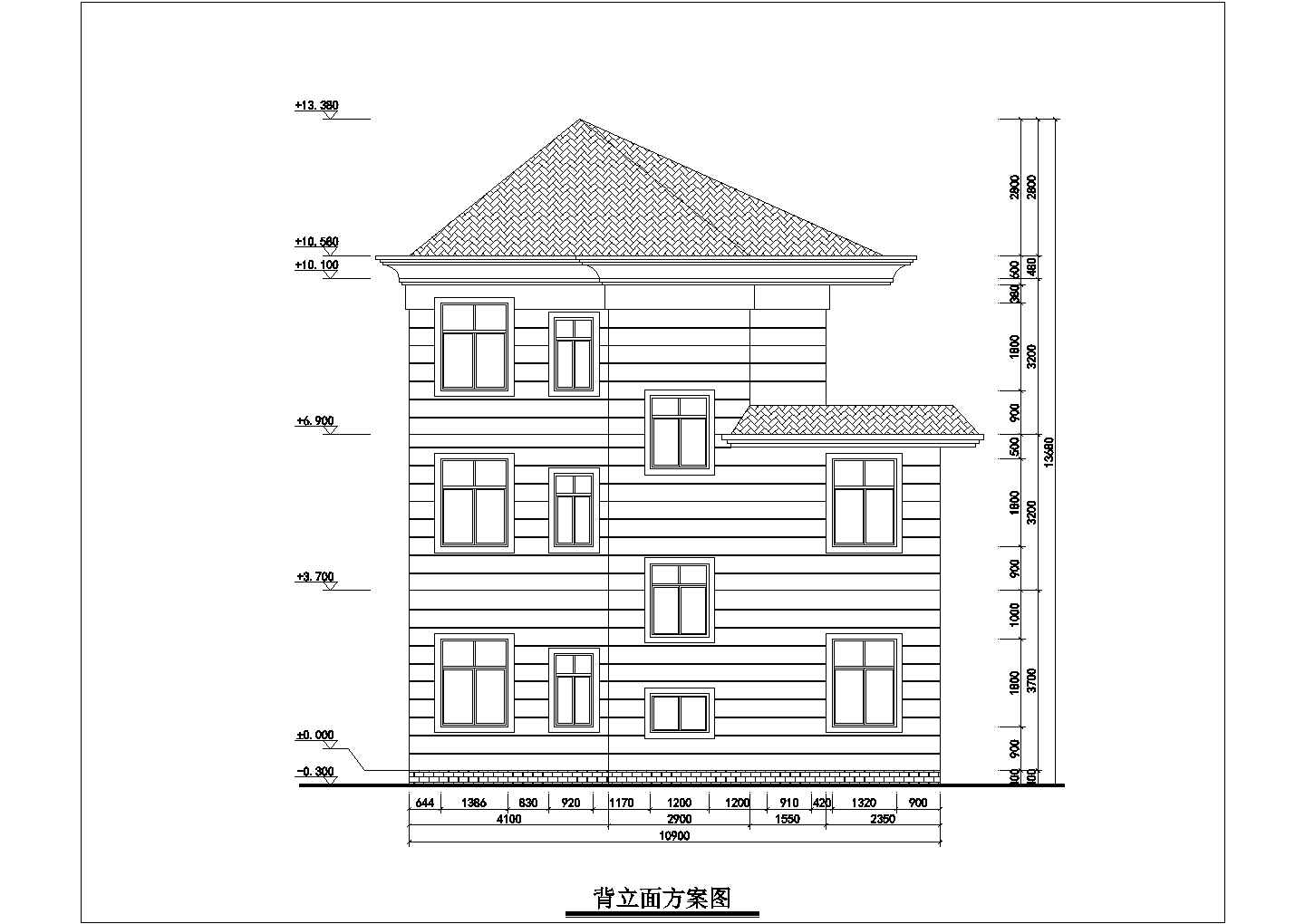 某三层框架结构简欧别墅设计cad全套建施图（含设计说明，含装修设计，含效果图）