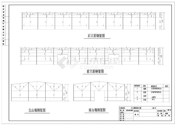 972平米单层钢结构小厂房结施平面方案详图-图二