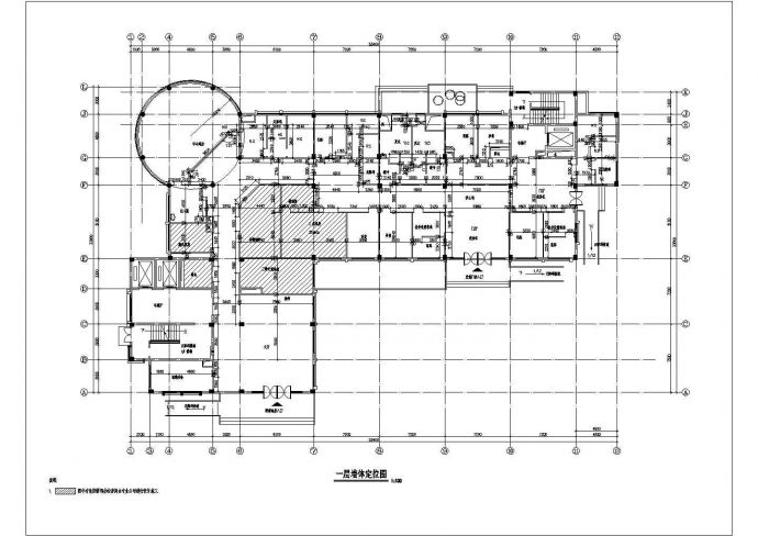某医院一层墙体CAD完整设计详细定位图_图1