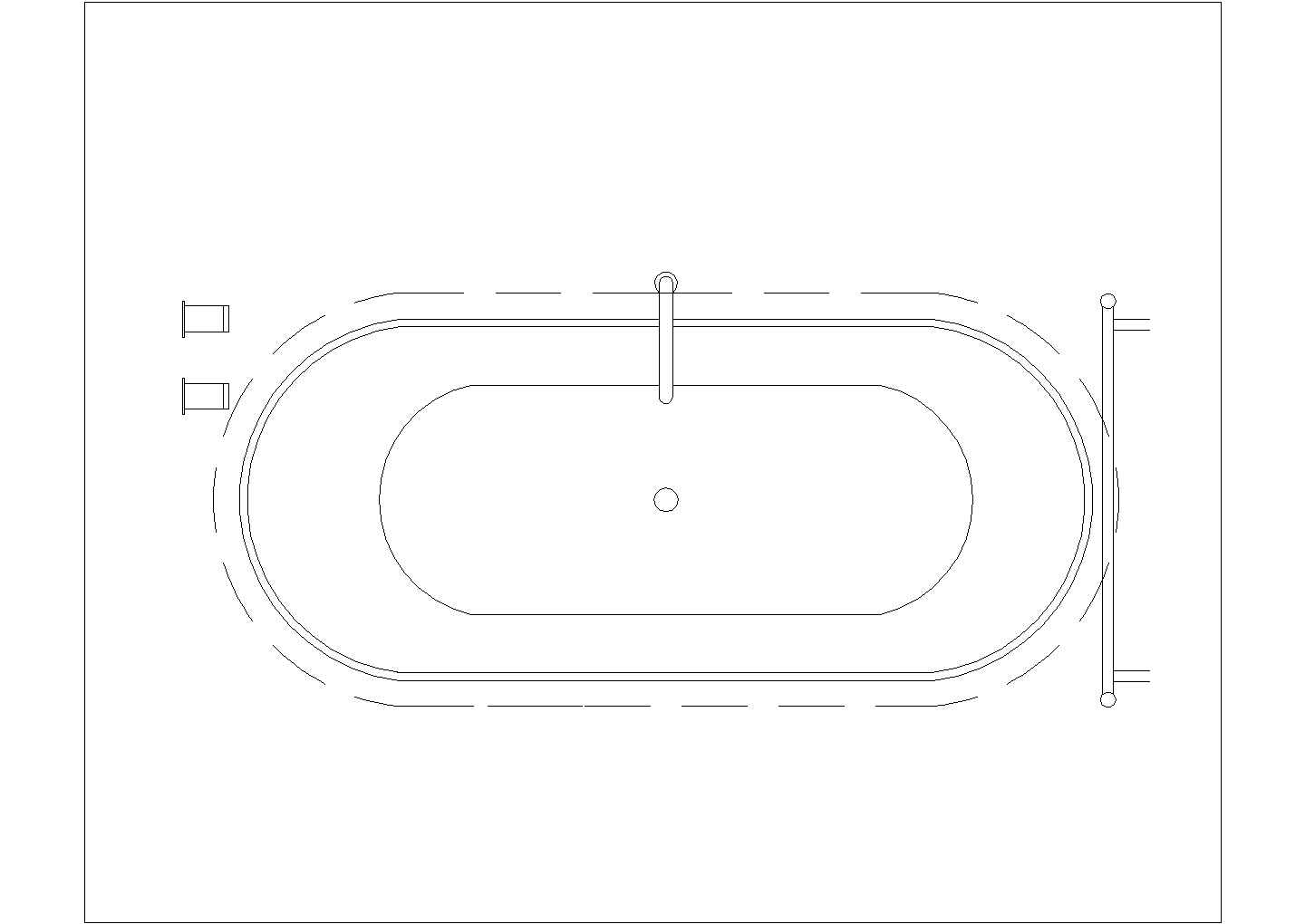 某浴缸平面CAD完整施工平面图